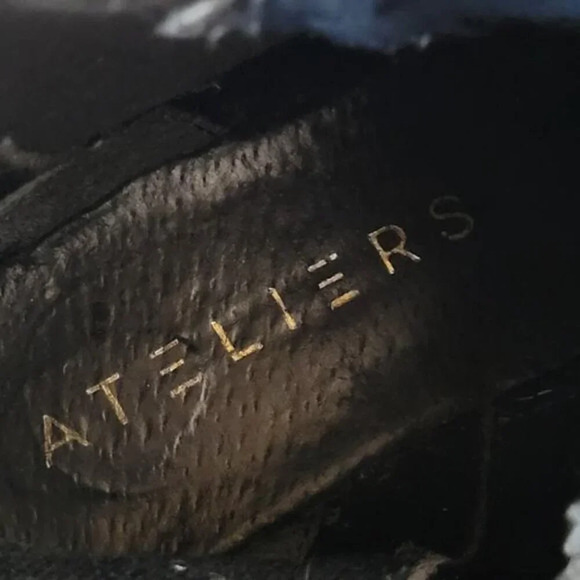 Ateliers Black Patent Leather & Suede Ankle Booties with Brogue Detailing - 37 - Picture 7 of 10